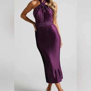 SHOWPO MIDI DRESS - OPEN BACK- AUBERGINE/PURPLE